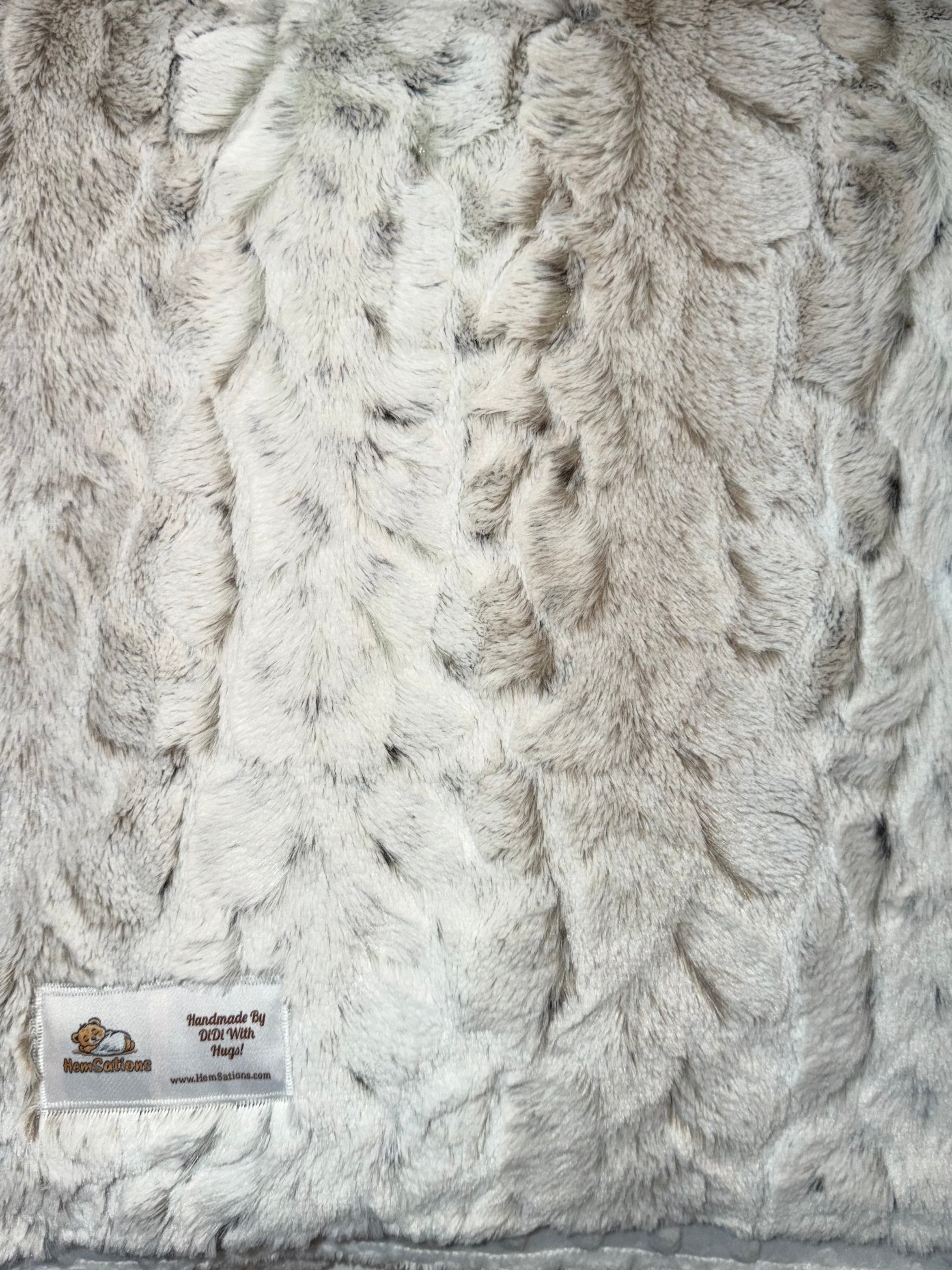 Icy White Faux Fur and Minky Dot