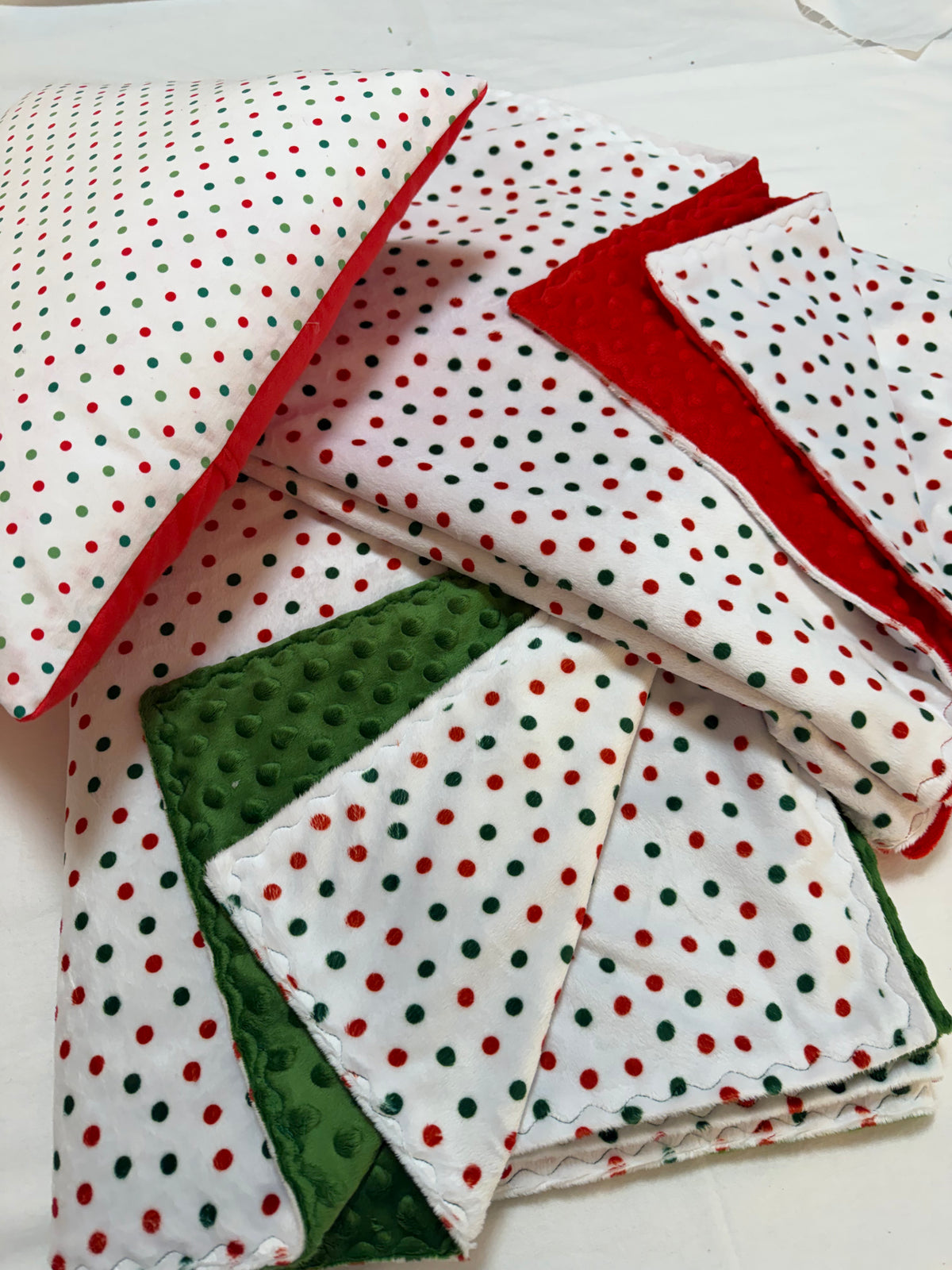 Christmas  Bundle with 40 x  60 Polka Dots Minky Dot Blanket and 18 x 18 Pillow