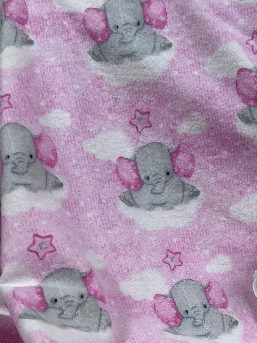 Baby blanket with elephant pattern on a white background