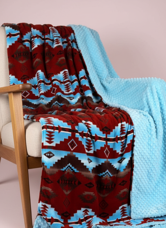 Geometric Pattern with Blue Minky Dot