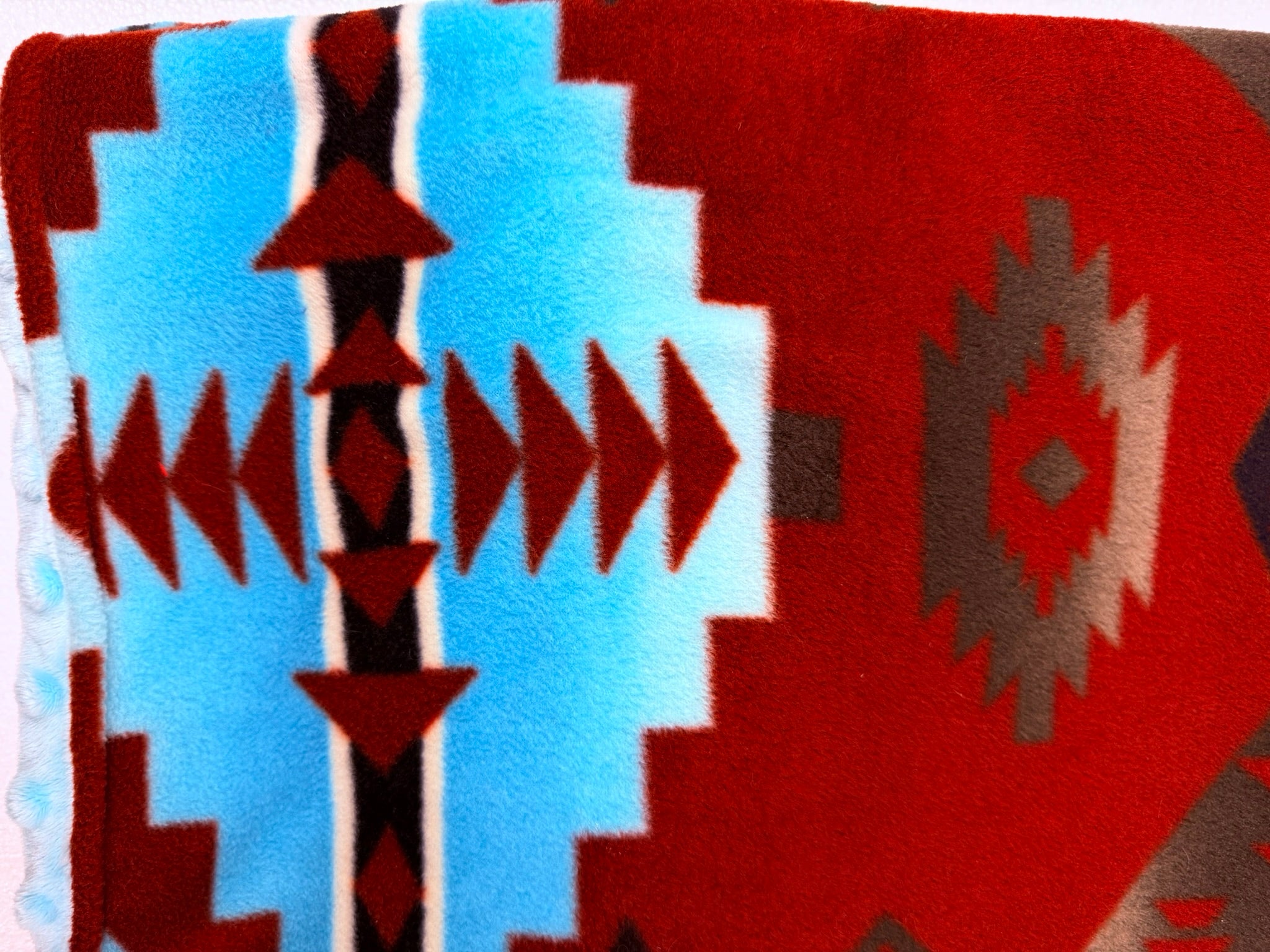 Geometric Pattern with Blue Minky Dot