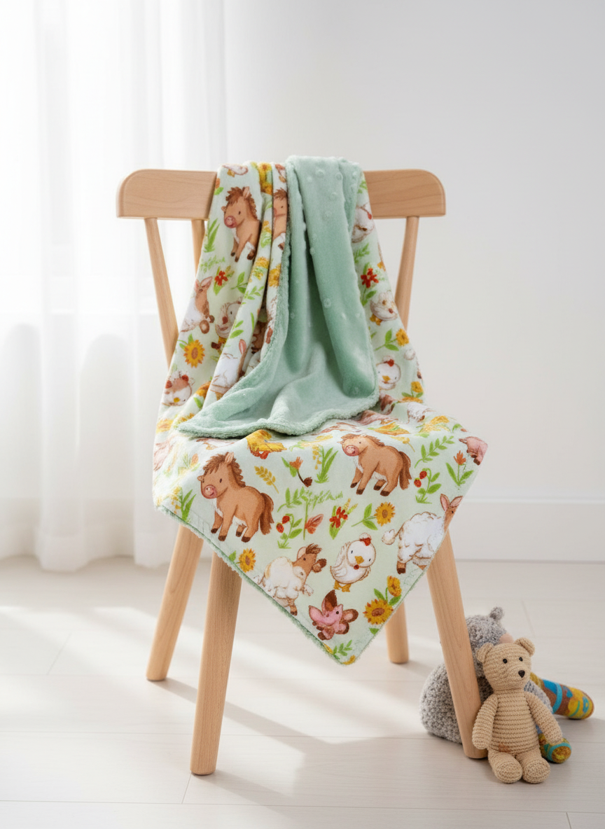 Fabric with animal prints and a green fabric underneath