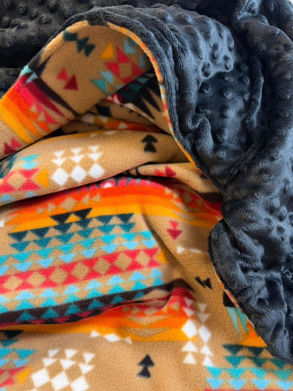 Geometric Pattern with Black Minky Dot