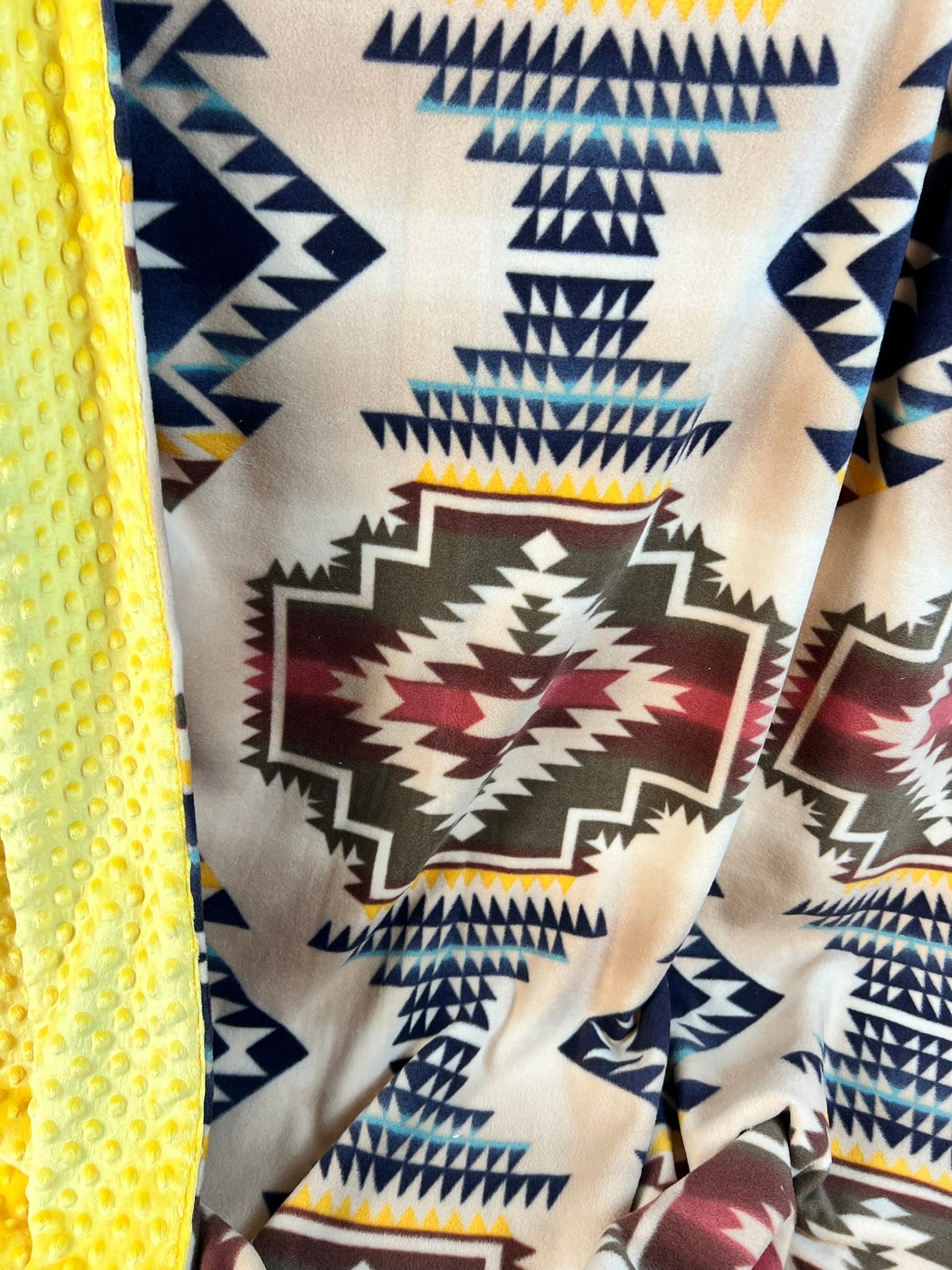 Geometric Pattern  with Yellow Minky Dot