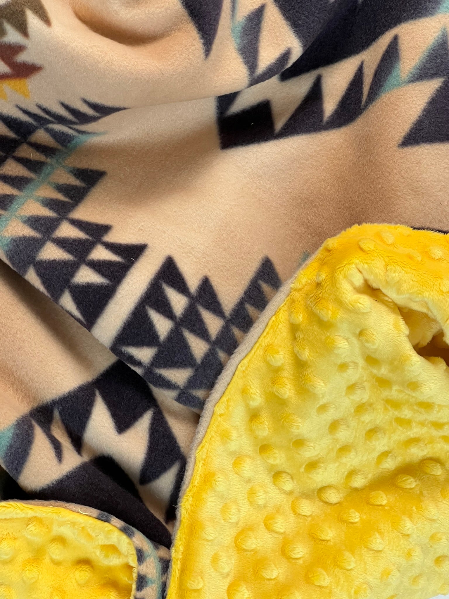 Geometric Pattern  with Yellow Minky Dot